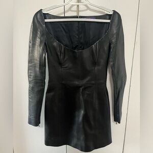 Ralph Lauren Purple Label Black Leather Mini Dress
